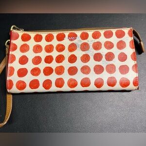 Coach Bleeker Red Polka Dot Wristlet/Wallet Coated Canvas. Retail 198.00